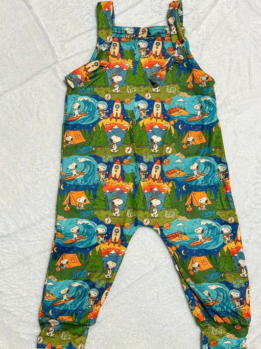 Dog adventures long knotted overalls