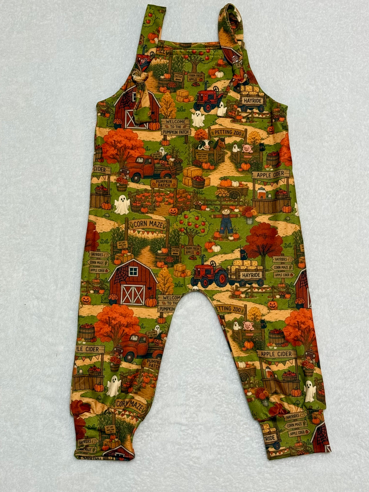 Pumpkin patch long knotted overalls