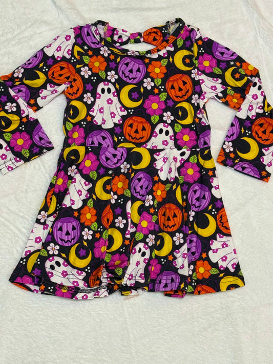 Purple Pumpkins LS Twirl Dress