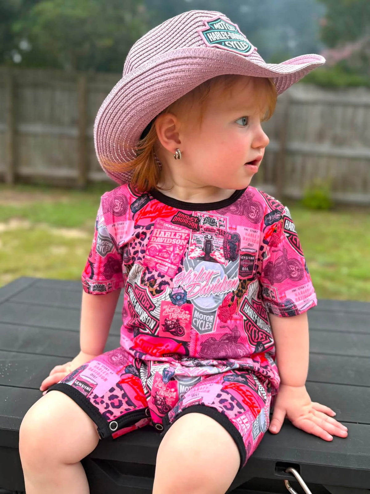Pink rebel rider -Tshirt romper